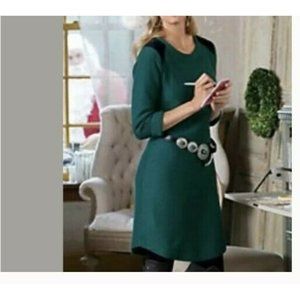 Soft Surroundings Womens Dress Green Tall Large Green Knit Sweater Black Faux